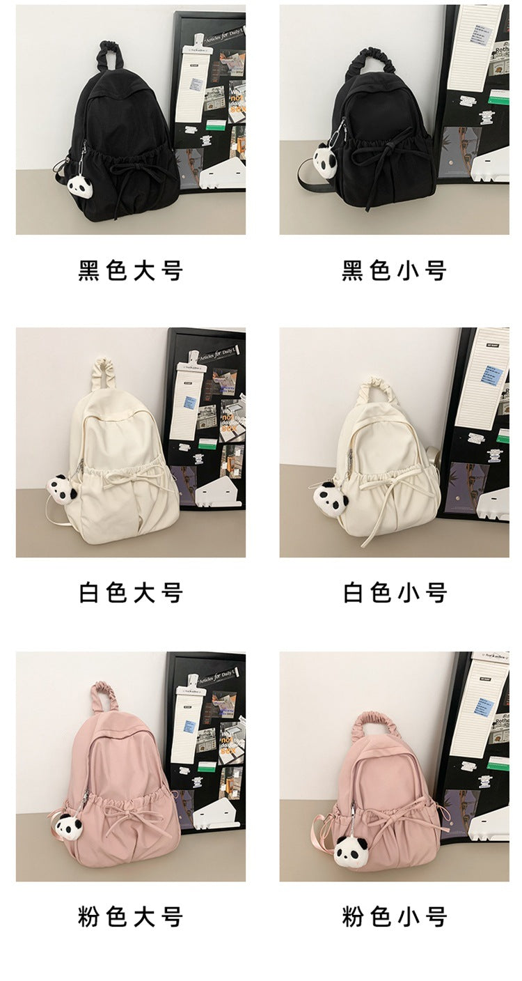 Good-Looking Girl's Backpack, New Bow, Large Capacity, High School Student's School Bag, Simple Casual Travel Bag
