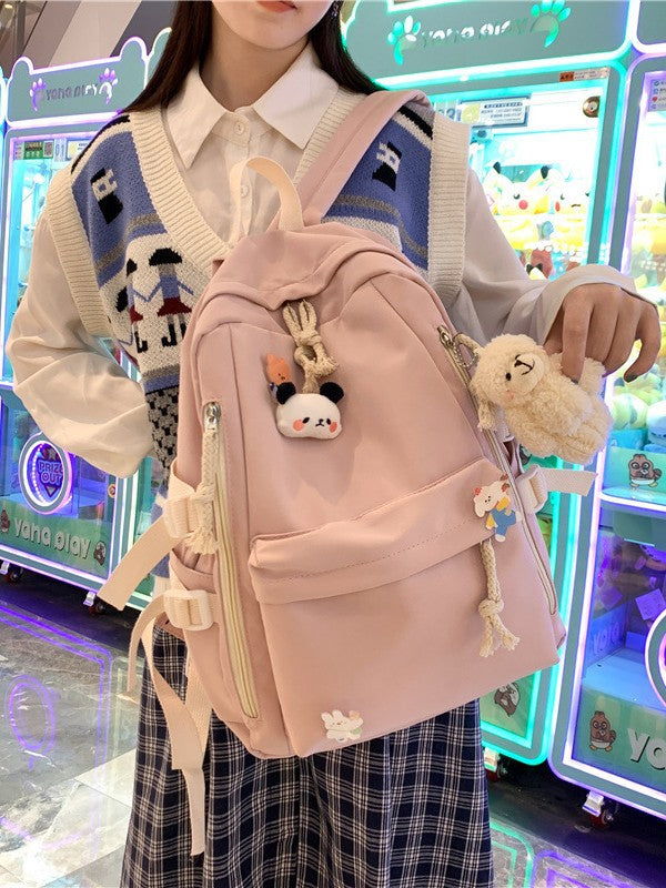 Japanese-Style Ins School Bag for Middle School Girls, High School Students, and College Students, Large Capacity, Simple Backpack, Double Shoulder Bag