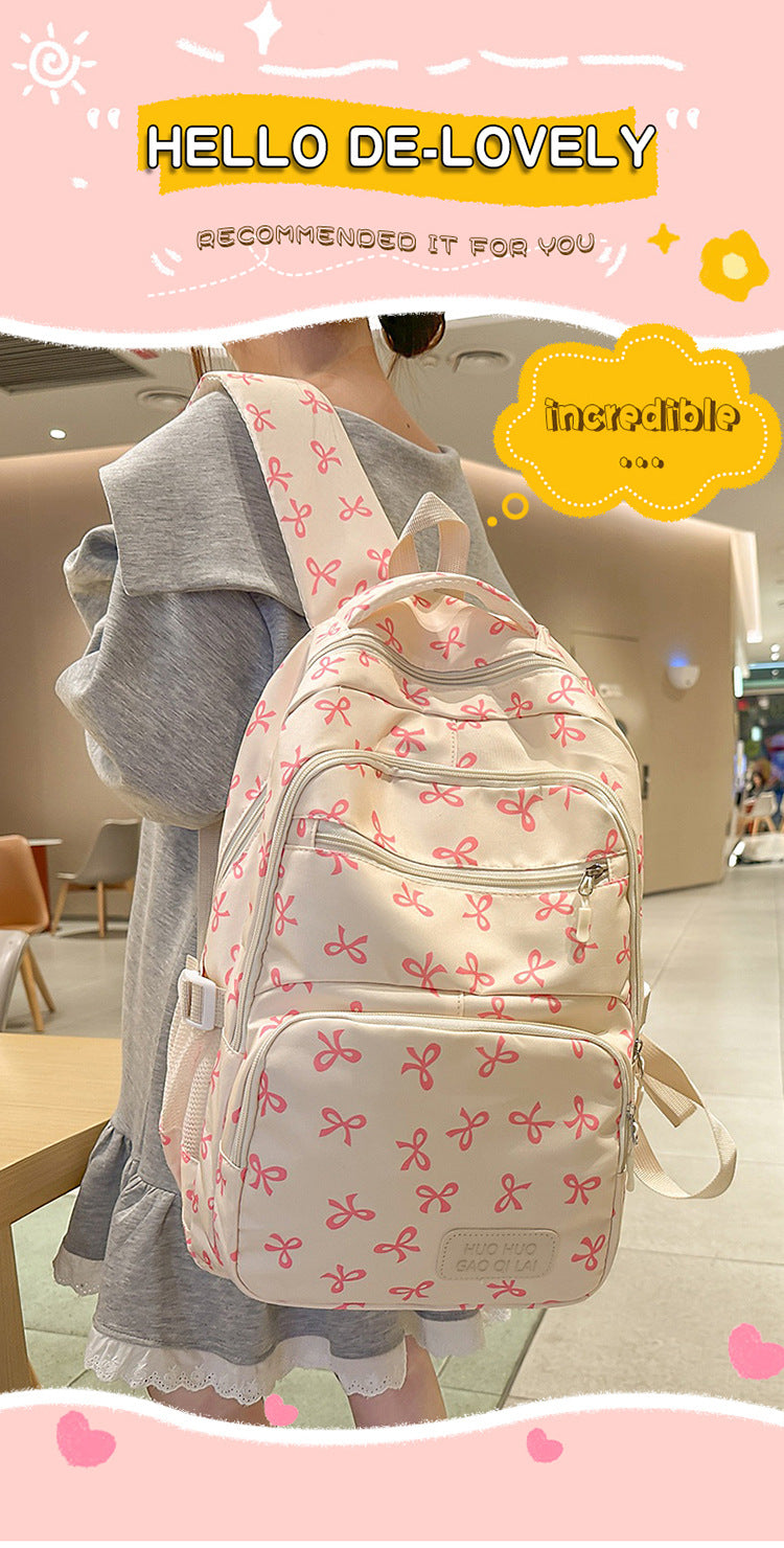 New Girls Backpack Japanese Ins Three-piece Bag Junior Senior high school Student Schoolbag Campus Style Large Capacity Backpack