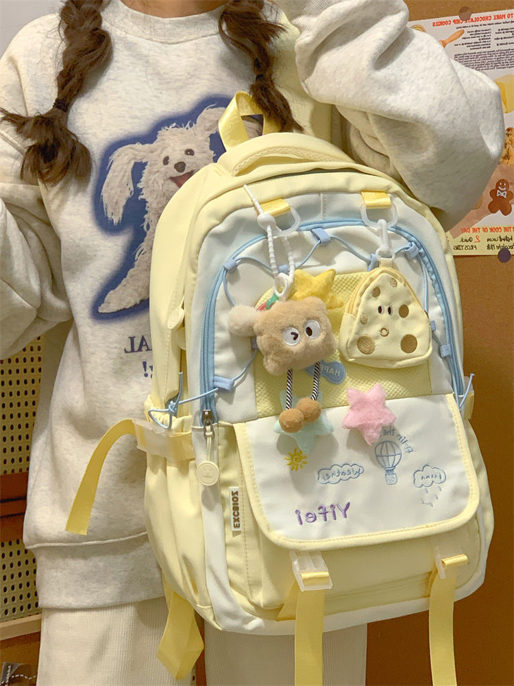 Junior High School Girls' Schoolbag High Color Value Cute Lightweight Large Capacity for Primary School Students and High School Students Backpack for Women