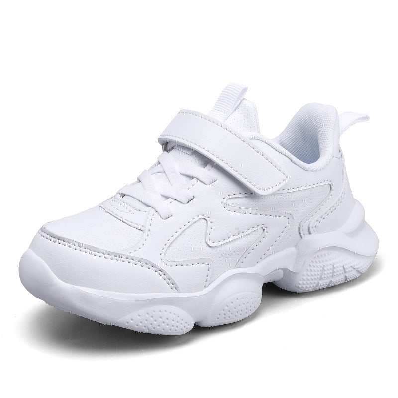 Wholesale children's shoes mesh breathable soft bottom small white shoes for boys and girls in the big children's solid color campus performance white shoes running shoes