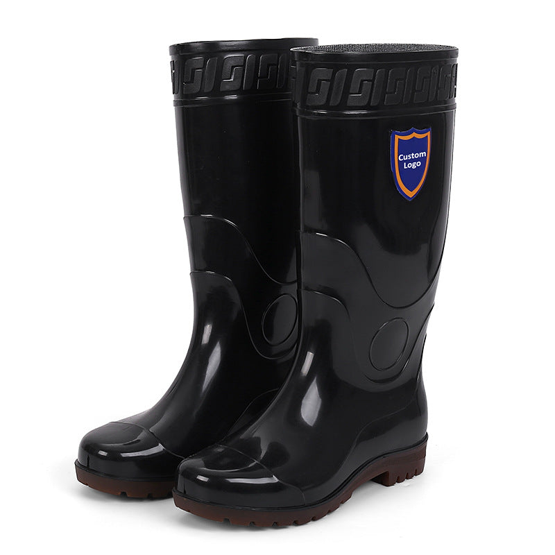 Autumn and Winter High Mesh Rain Shoes Men's Lightweight Long Warm Rain Boots Wear-resistant Water Shoes Waterproof Rubber Shoes Men's Work Shoes