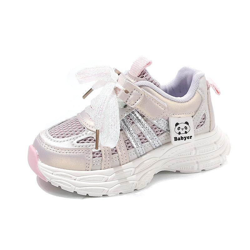 Girls' Sneakers 2025 Spring and Autumn New Casual Shoes Children's Fashion Double Mesh Casual Shoes Dad Shoes for Older Children
