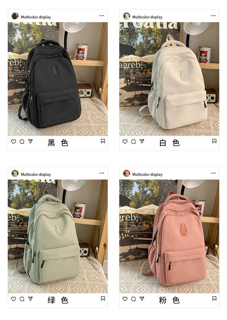 Simple Youth Campus Schoolbag Fashion Trend College Student Backpack Nylon Breathable Class Commuter Women Backpack