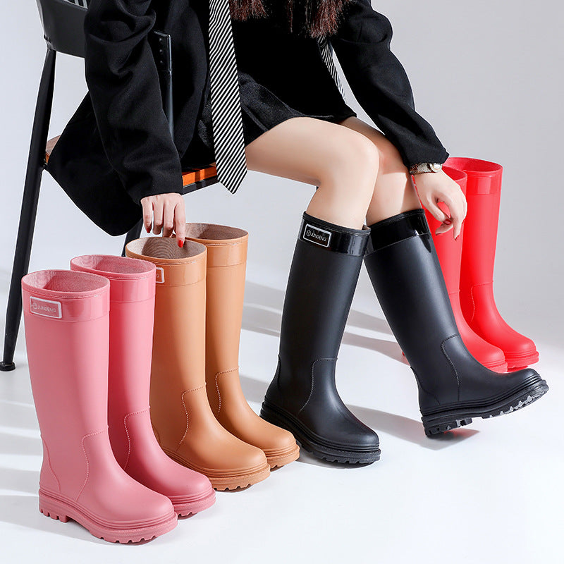 Foreign Trade Japanese and Korean Adult Fashion High Rain Boots Women's Water Boots fleece-lined Waterproof Non-slip Outer Wear Snow Boots Cross-border Explosions