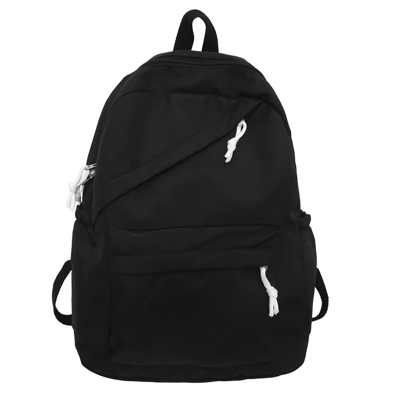 New Large Capacity Primary School Junior High School Students' Casual Schoolbag Japanese Style Fashion Simple Solid Color Travel Backpack