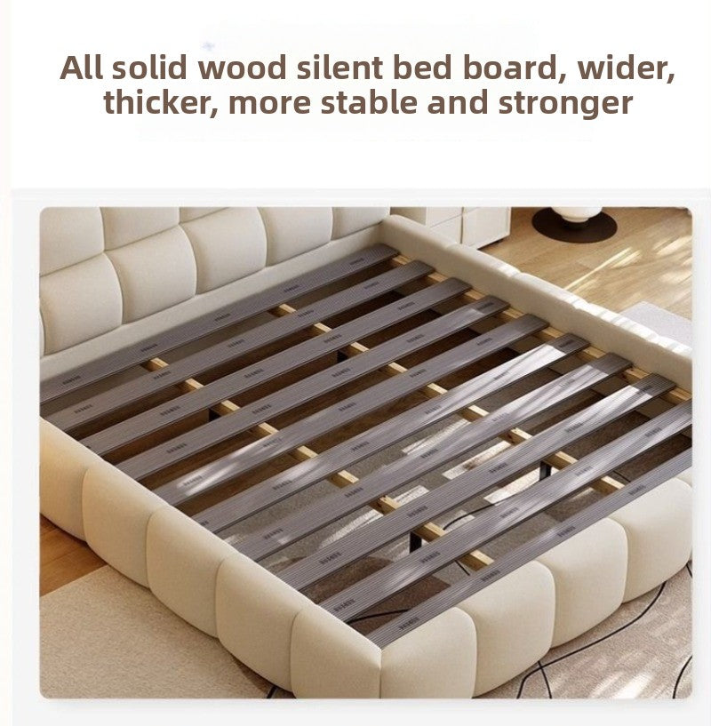 Base de Cama Moderna de Lujo con Diseño de Nube, Cama de Tela Bouclé Suave con Cabecera Acolchada, Cama Tapizada Tamaño Queen, Muebles de Dormitorio