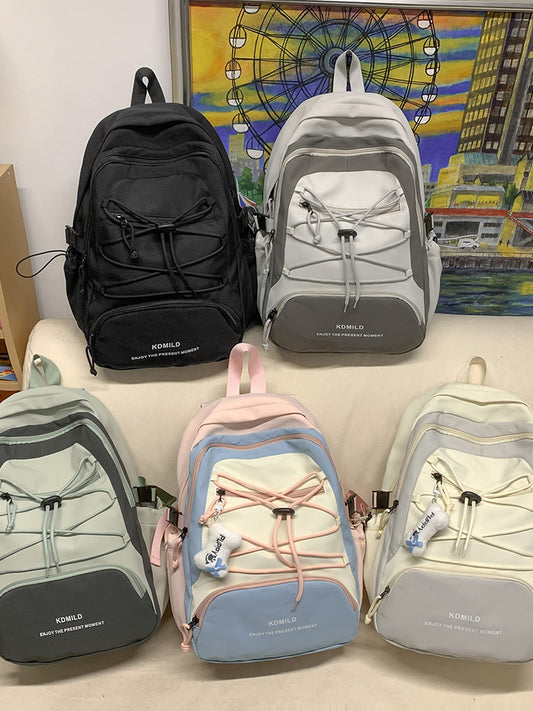 Mountain-Style Outdoor Hiking Backpack for Women, Large Capacity, Unique Design, Lightweight, High-End Gray School Bag for High School Girls