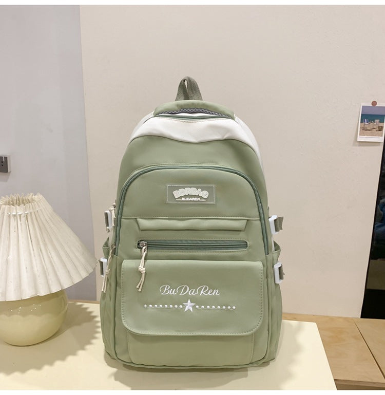 Student Bag Junior High School Student High School Student Backpack Large Capacity Nylon Breathable Comfortable Women's Backpack Canvas Bag