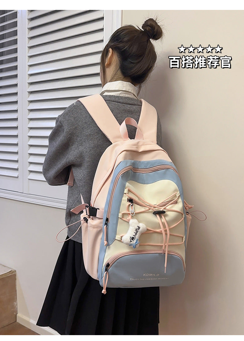 Mountain-Style Outdoor Hiking Backpack for Women, Large Capacity, Unique Design, Lightweight, High-End Gray School Bag for High School Girls