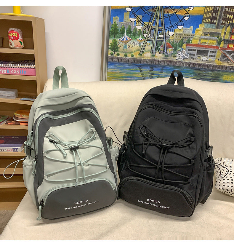 Mountain-Style Outdoor Hiking Backpack for Women, Large Capacity, Unique Design, Lightweight, High-End Gray School Bag for High School Girls