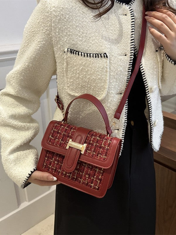 Chanel Style Woven Bag 2024 New Style Small Square Bag Winter Women's All-match Niche Crossbody Handbag Elegant Women
