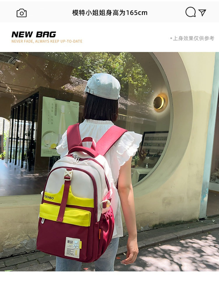 Schoolbag Women's Korean-style Harajuku Backpack Campus Style Junior High School Senior high school Student Schoolbag Simple Fashionable Large Capacity Backpack