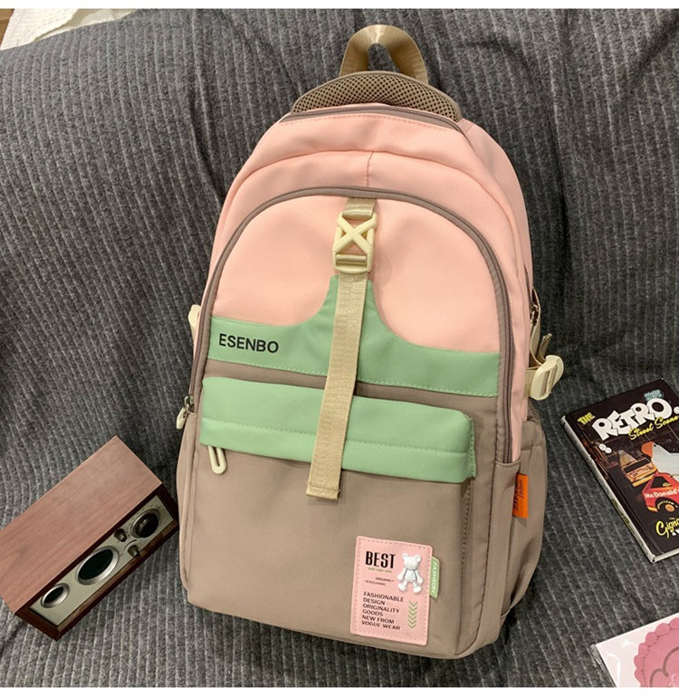 Schoolbag Women's Korean-style Harajuku Backpack Campus Style Junior High School Senior high school Student Schoolbag Simple Fashionable Large Capacity Backpack