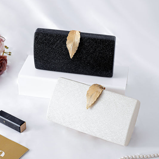 Cross-border Evening Bag Celebrity Handbag Leaf Buckle Women's Dress Bag Cheongsam Bag Small Square Bag Crossbody Bag Factory Outlet