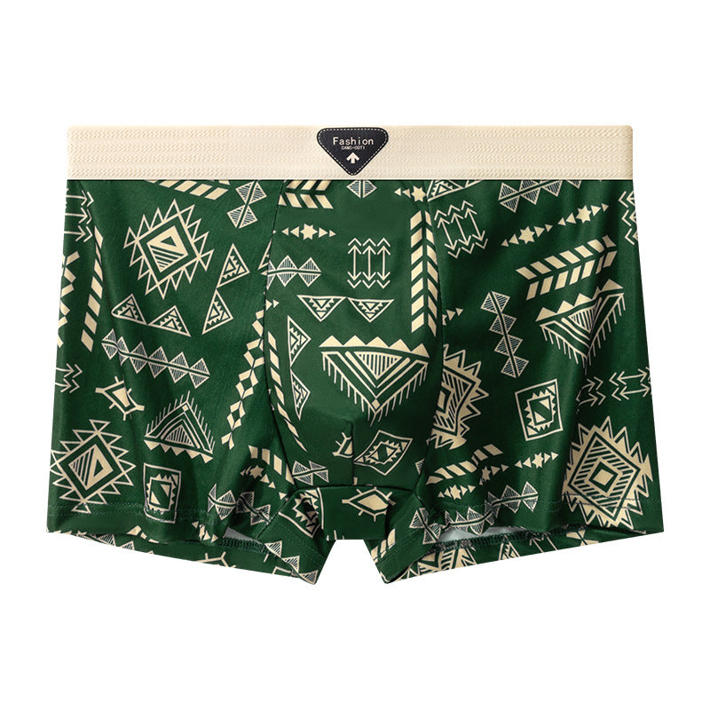 New American Retro Men's Underwear Mid-Waist Boxer Briefs High Elastic Skin-Friendly Breathable Summer Trendy Boxer Briefs Wholesale
