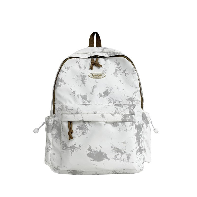 Korean Style Large Capacity Student Backpack Tie-Dye Ink Senior high school College Students Japanese Style Backpack National Fashion Western Style Schoolbag