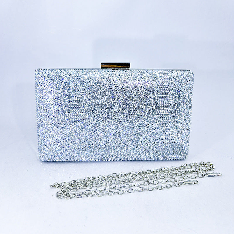 Cross-border new in stock evening bag women's diamond-embedded chain banquet small bag dress bag Clutch evening bag Clutch