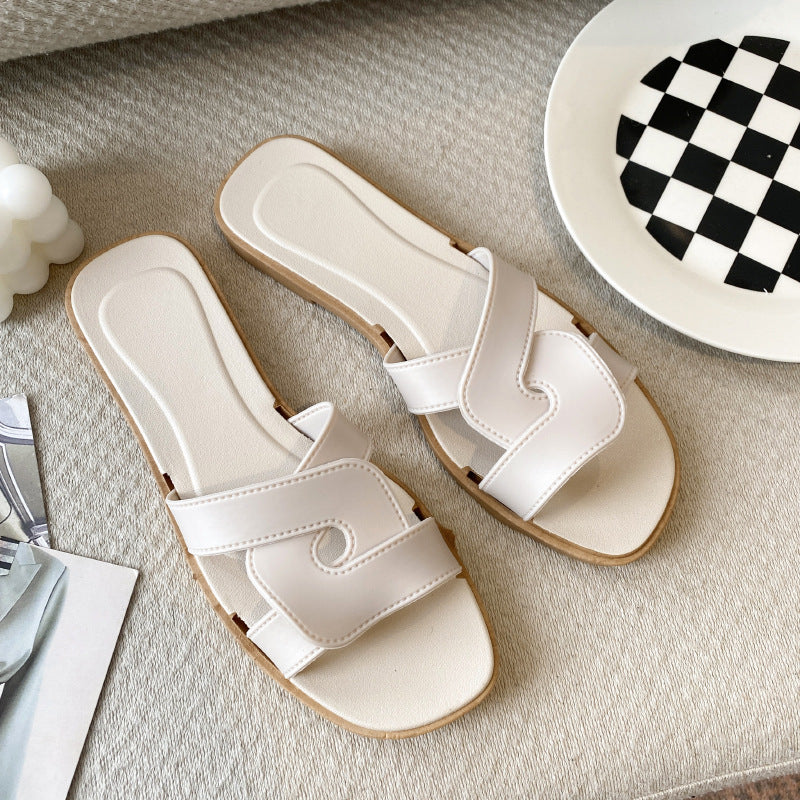 AliExpress Lazada Amazon Slippers Women's Summer Internet Popular Flat Bottom Slippers for Outer Wear Mesh Beach Sandals and Slippers for Women