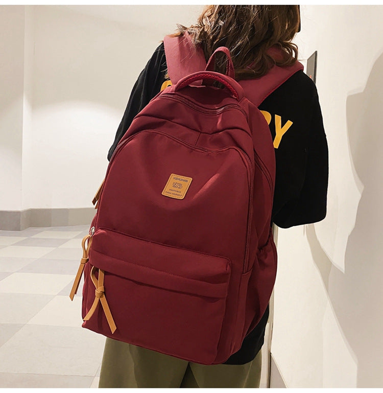 Solid Color Simple Couple's Schoolbag Large Capacity Fashionable All-match Personality Niche Backpack Travel Class Tutoring Backpack