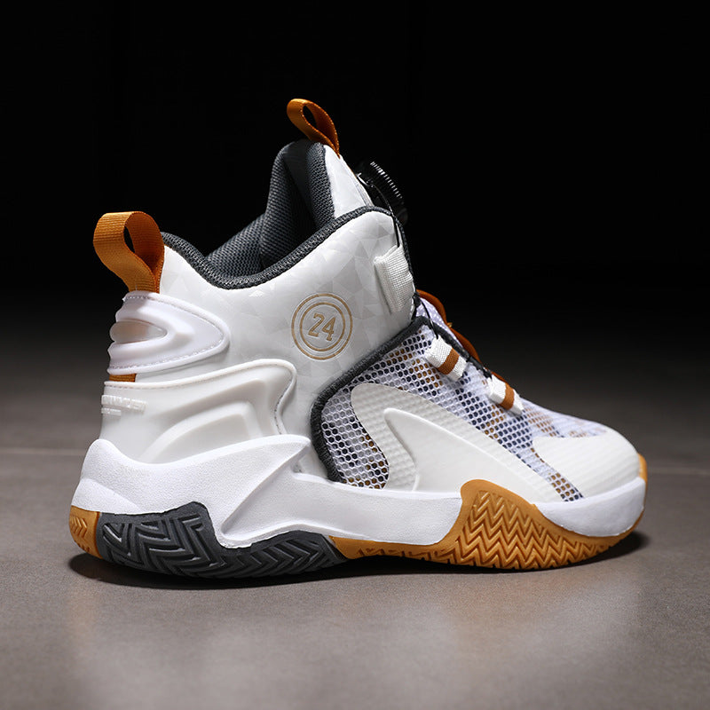 Children's Basketball Shoes, Boys' Shoes, Spring 2026 New Style Rotating Buckle Sports Shoes, Medium and Large Children's Non-Slip and Wear-Resistant Running Shoes