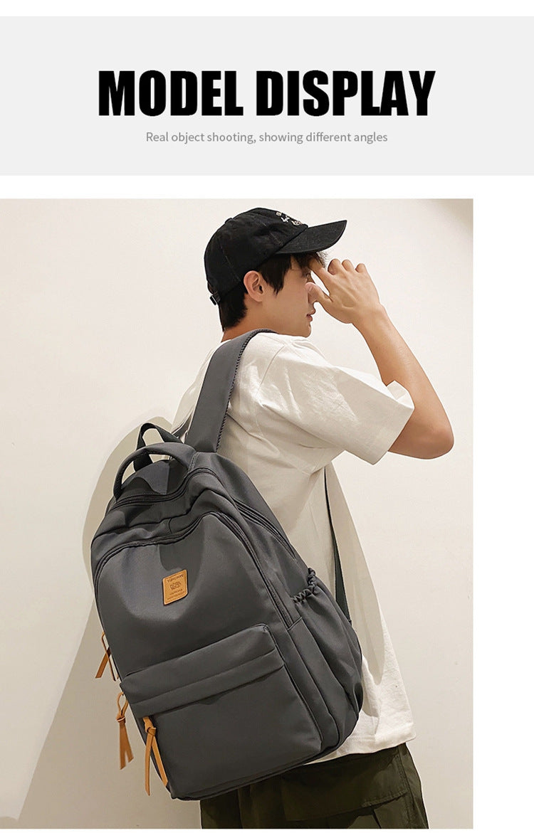 Solid Color Simple Couple's Schoolbag Large Capacity Fashionable All-match Personality Niche Backpack Travel Class Tutoring Backpack