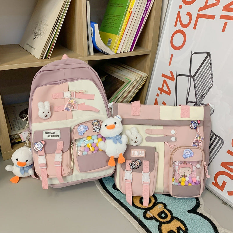 Wholesale New Casual Fashion Korean Style Fresh Color Contrast Backpack Middle School Student Schoolbag Japanese Niche Design Backpack