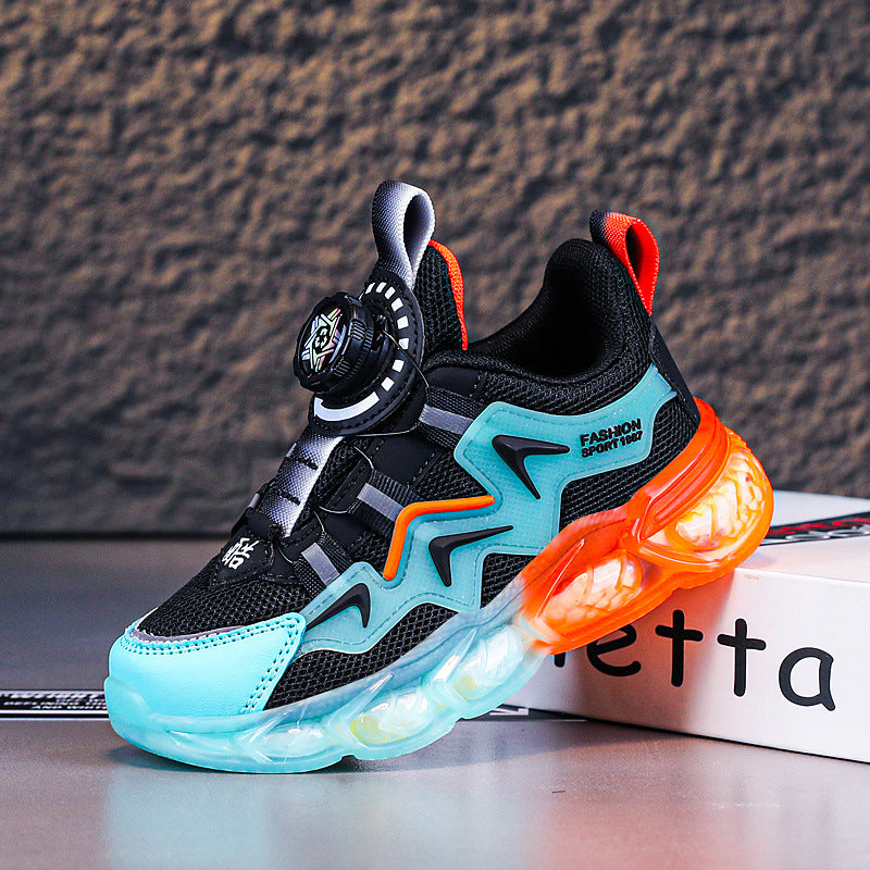 Cross-border children's shoes 2025 spring new mesh breathable boys sneaker big children's soft bottom running shoes wholesale