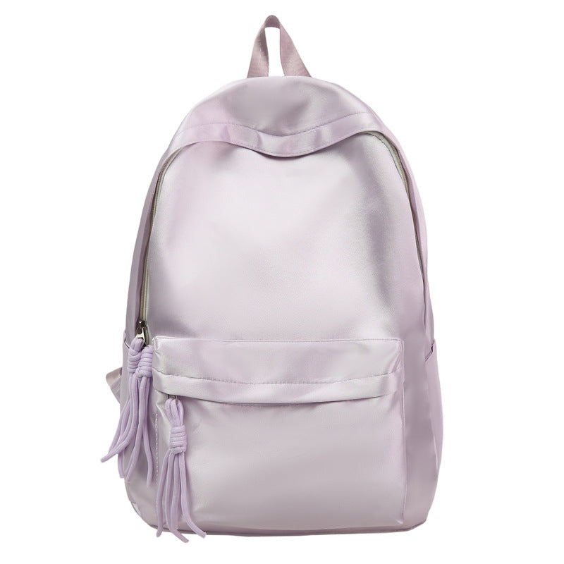 Simple popular solid color large capacity student schoolbag Hong Kong style fashion casual backpack trendy lightweight backpack for women