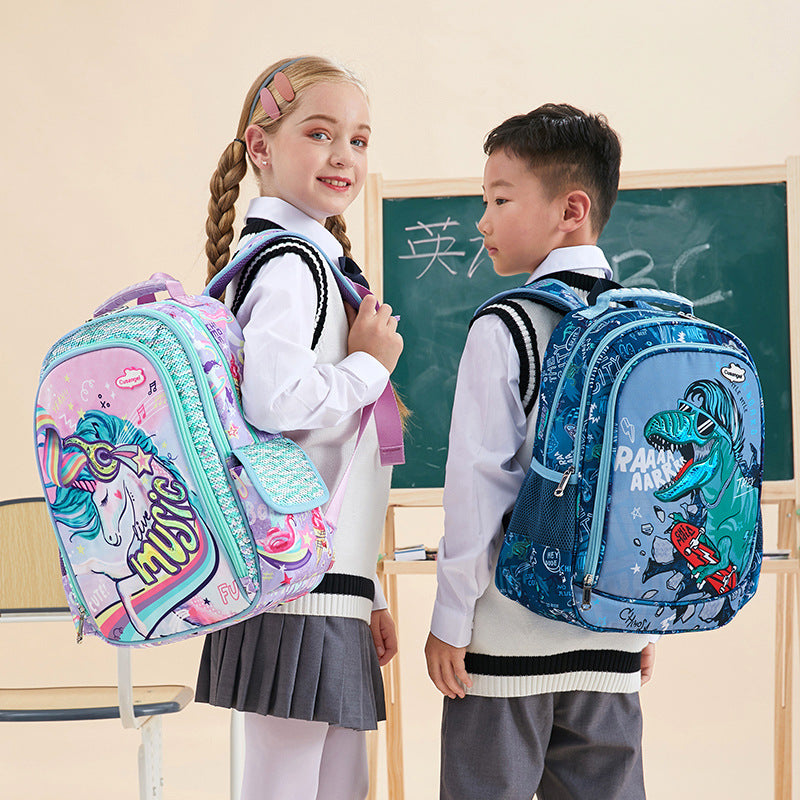 2025 New Primary School Bags for Grades 1, 2, 3 to 6, Burden Reduction and Spine Protection Children's Backpack Unicorn Backpack