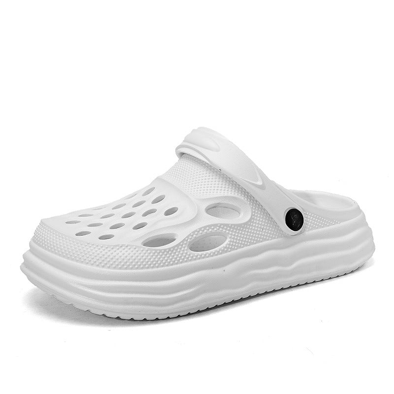 New Style Breathable Thick-soled Hole Shoes Summer Couple's Toe Slippers Driving Non-slip Men's Beach Shoes Outer Wear Sandals