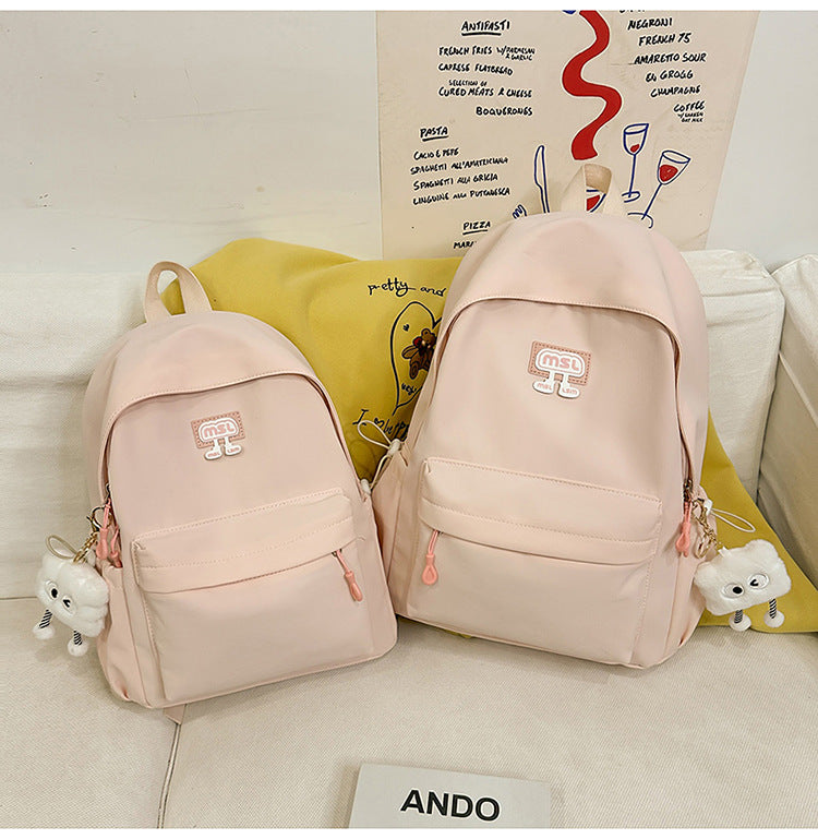 New School Bag Female College Student Large Capacity Backpack Lightweight Simple Short-Distance Travel Backpack High School Student School Bag