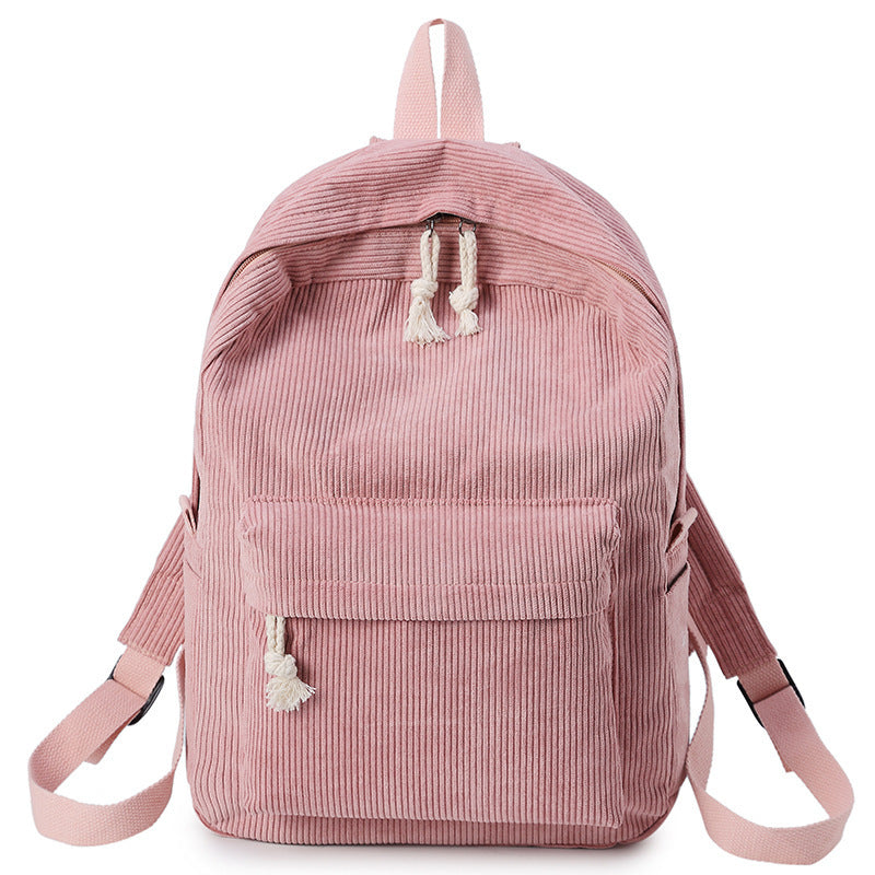 Cross-Border Personalized Embroidered Backpack Backpack School Bag Harajuku Versatile High School Student Personalized Corduroy College Style