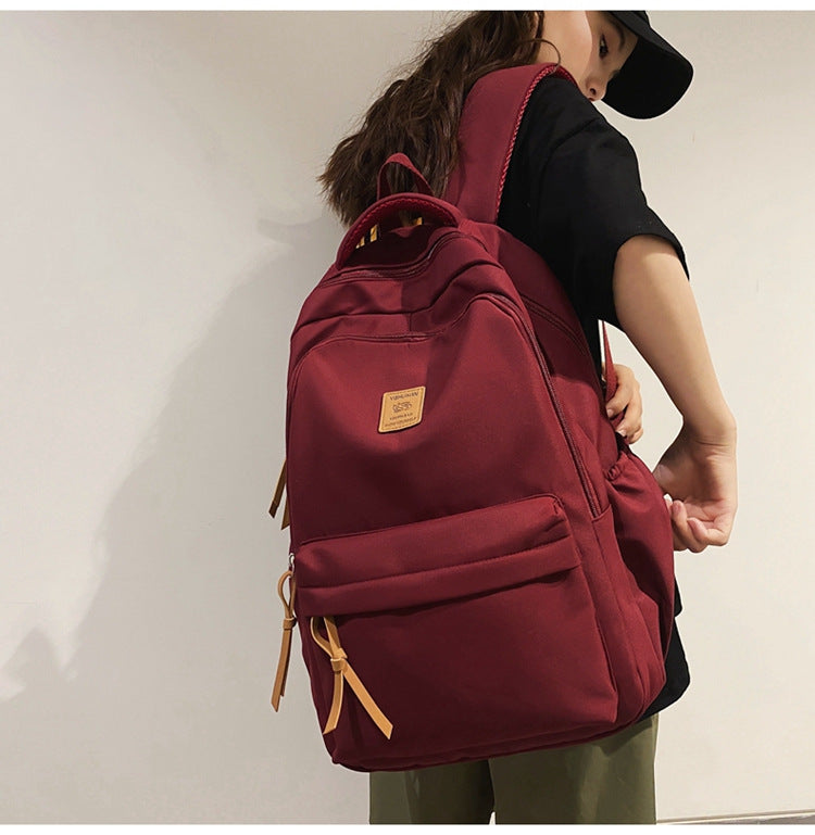 Solid Color Simple Couple's Schoolbag Large Capacity Fashionable All-match Personality Niche Backpack Travel Class Tutoring Backpack