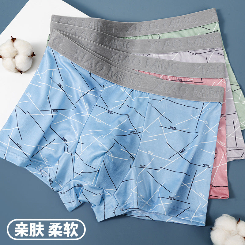 Foreign Trade Solid Color Milk Cotton High-end Men's Underwear Non-marking Breathable High-elastic plus size Loose Boxer Pants Boxer Pants