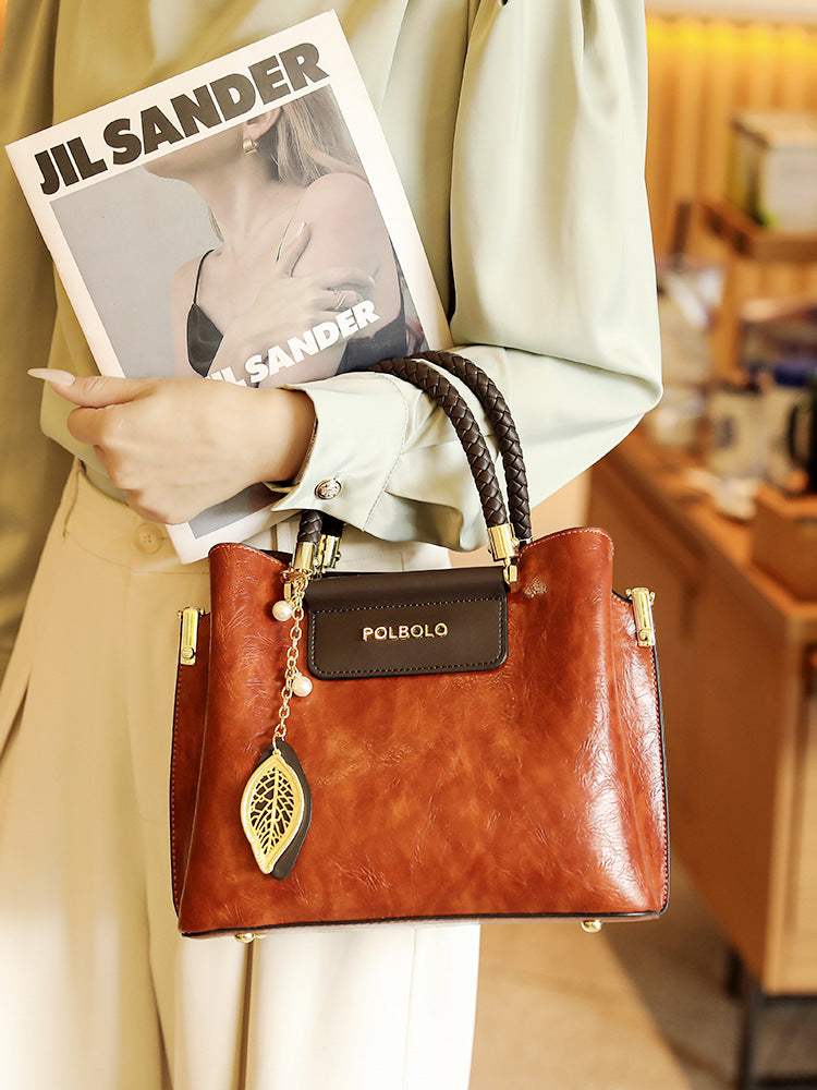 Hd Light Luxury Genuine Leather Bag for Women 2025 New Single Shoulder Bag for Middle-Aged Ladies and Mothers Large Capacity Versatile Handbag
