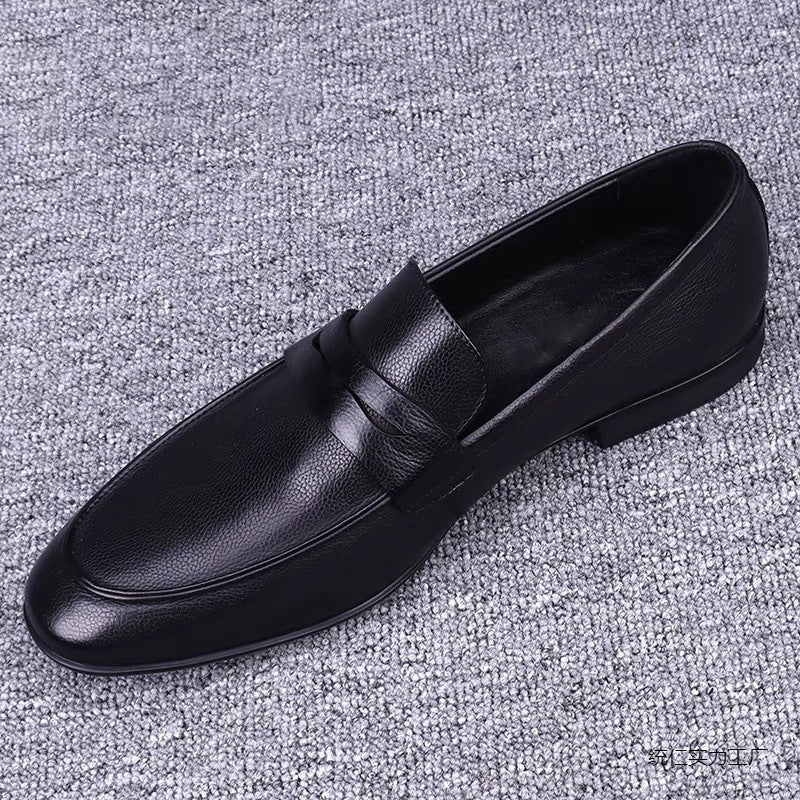 Spring and Summer New Fashion All-match Beans Shoes Slip-on Loafers Casual Fashion Men's Leather Shoes Breathable Dad Shoes
