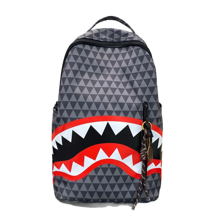 Men's Niche Fashion Plaid Shark Bag Backpack Student School Bag Large Capacity Street Backpack Travel Bag Wholesale