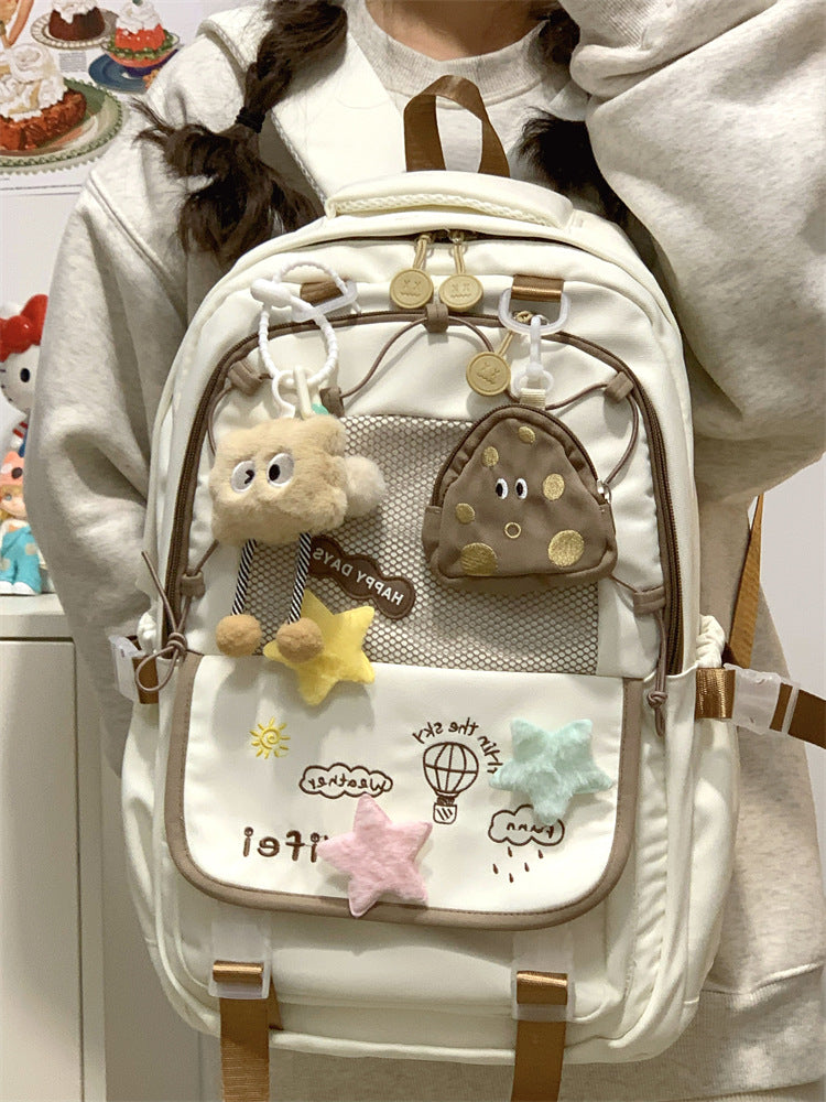 Junior High School Girls' Schoolbag High Color Value Cute Lightweight Large Capacity for Primary School Students and High School Students Backpack for Women