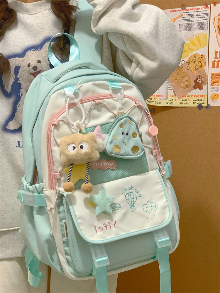 Junior High School Girls' Schoolbag High Color Value Cute Lightweight Large Capacity for Primary School Students and High School Students Backpack for Women