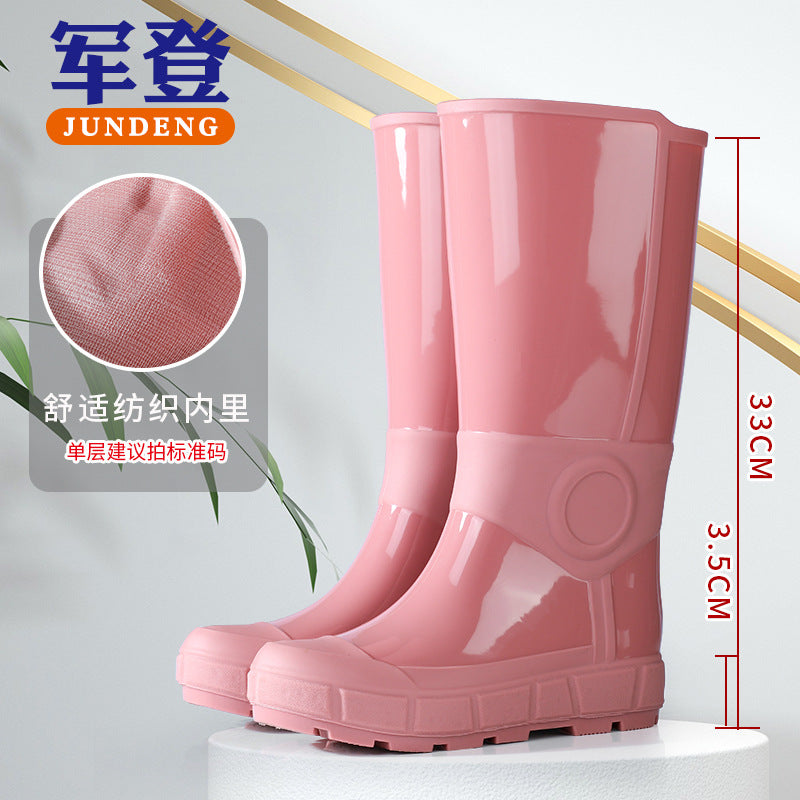 Military Fashion Rain Boots for Women, Thick-Soled High-Top Water Shoes for Women, Adult Kitchen Non-Slip Warm Waterproof Rain Boots