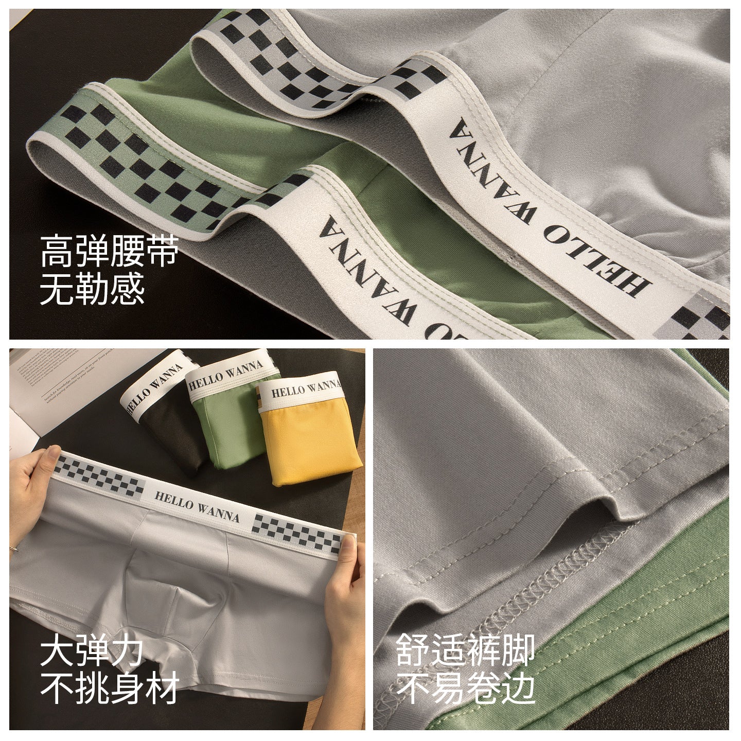 Summer Fashion Men's Underwear Double-Layer Moisture-Absorbent Inner Crotch Breathable Skin-Friendly Comfortable Mid-Waist Boxer Briefs for Men Ready for Sale