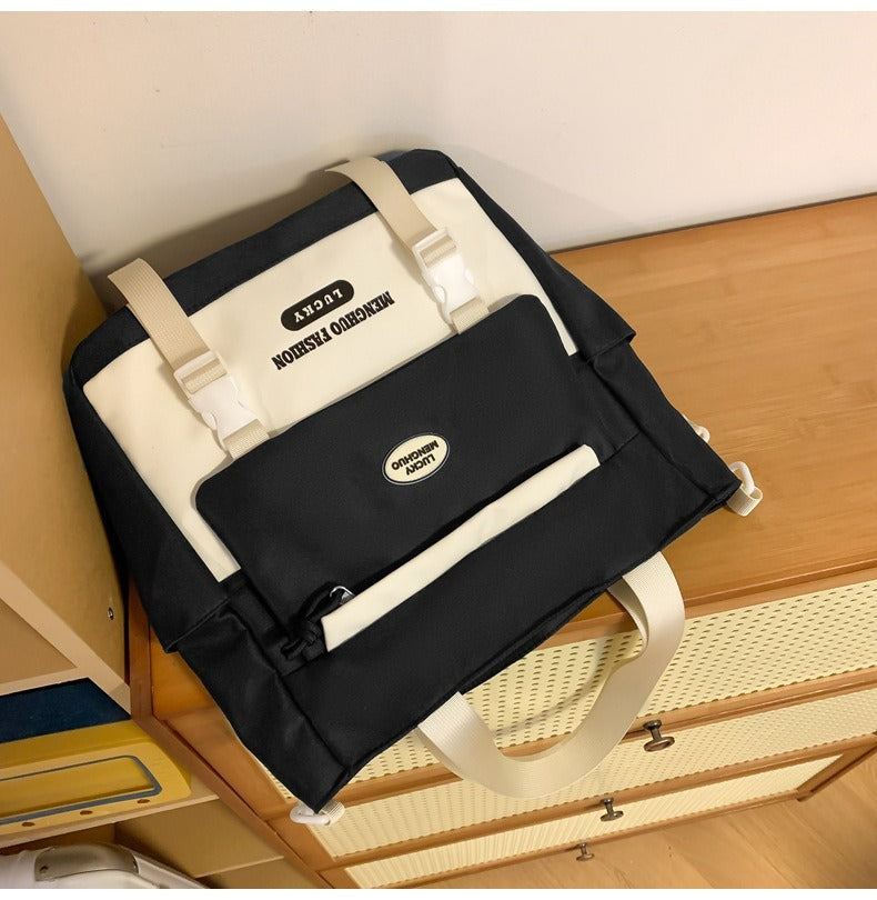Korean Style Contrast Color Cute Backpack Female College Student Campus Style Schoolbag Japanese Style Junior High School Senior high school Large Capacity Backpack