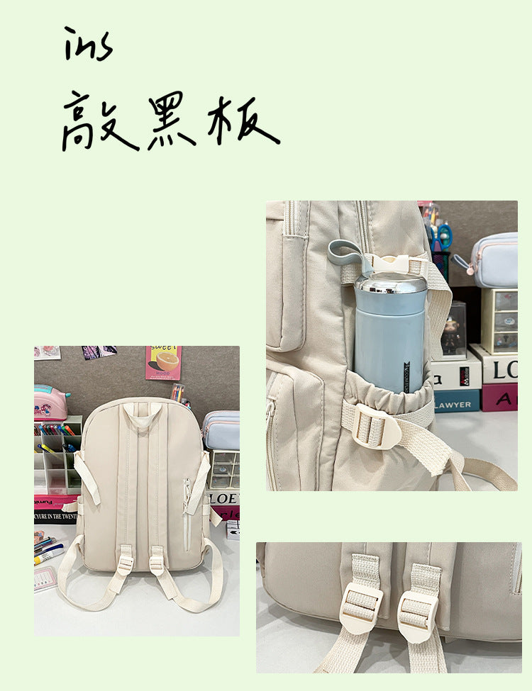 Korean Style Fresh and Cute Junior High School Backpack Women's Large Capacity Casual Schoolbag for Primary School Students Lightweight Storage Campus Backpack