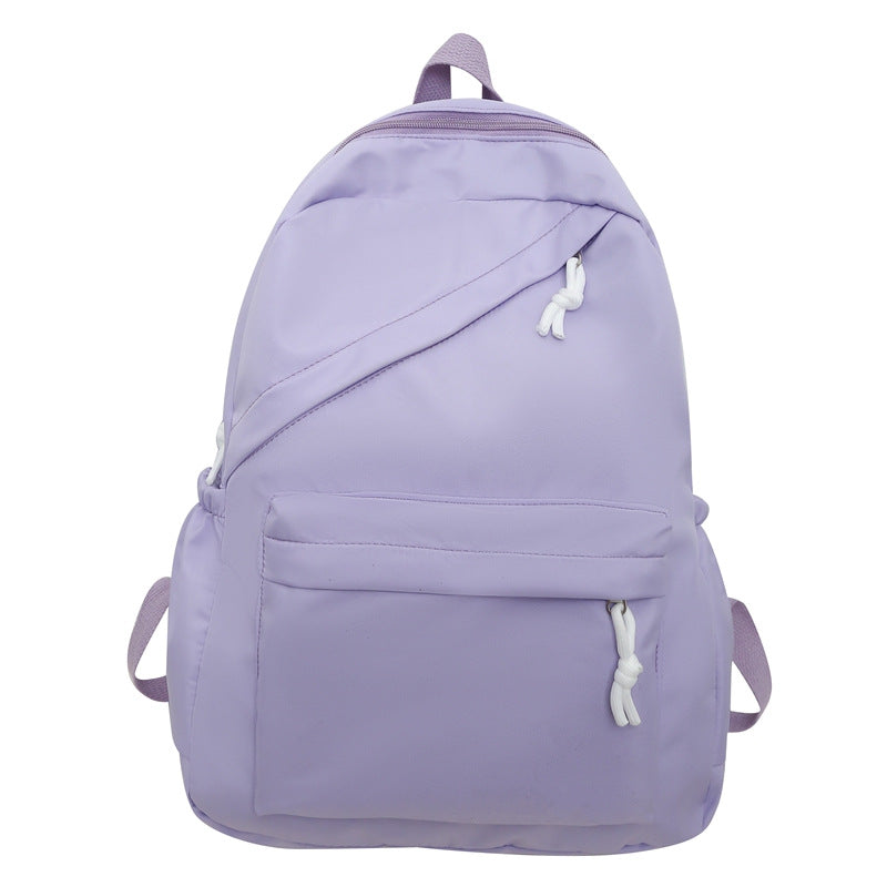 New Large Capacity Primary School Junior High School Students' Casual Schoolbag Japanese Style Fashion Simple Solid Color Travel Backpack