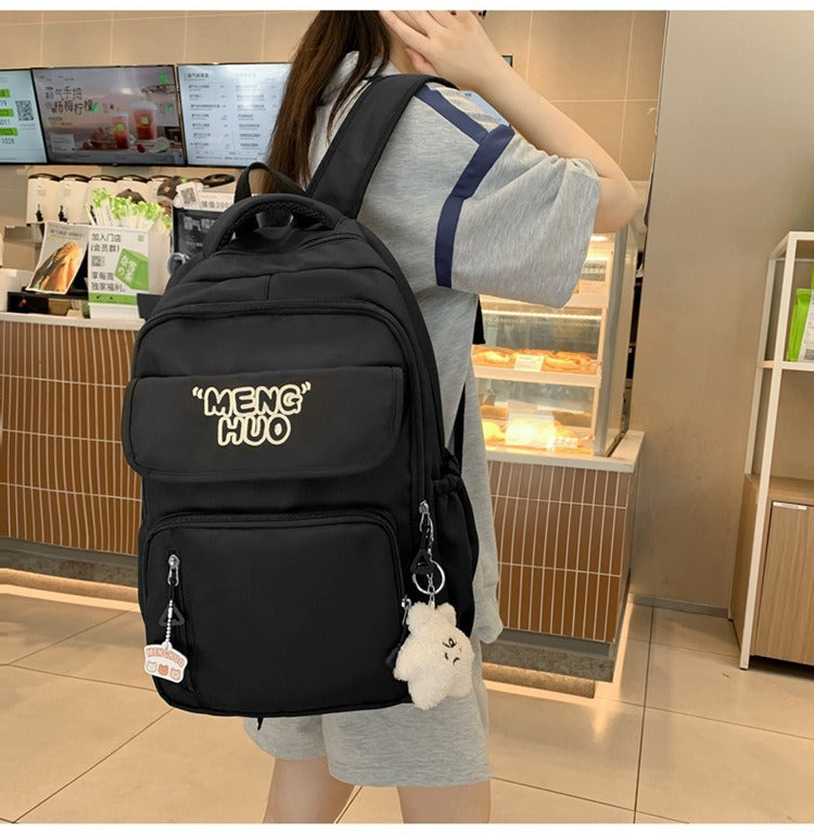 Junior high school Senior high school student schoolbag Korean leisure backpack 2024 autumn new large capacity simple trend backpack