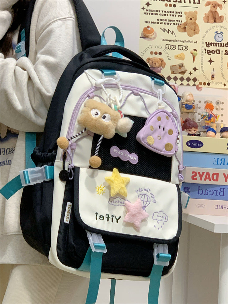 Junior High School Girls' Schoolbag High Color Value Cute Lightweight Large Capacity for Primary School Students and High School Students Backpack for Women