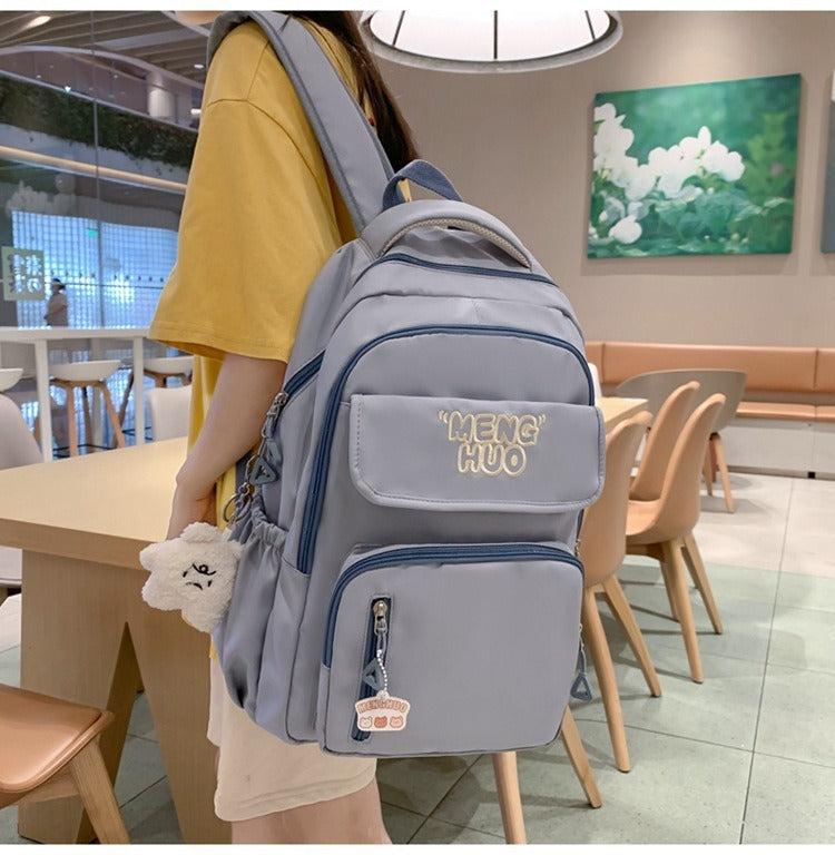 Junior high school Senior high school student schoolbag Korean leisure backpack 2024 autumn new large capacity simple trend backpack