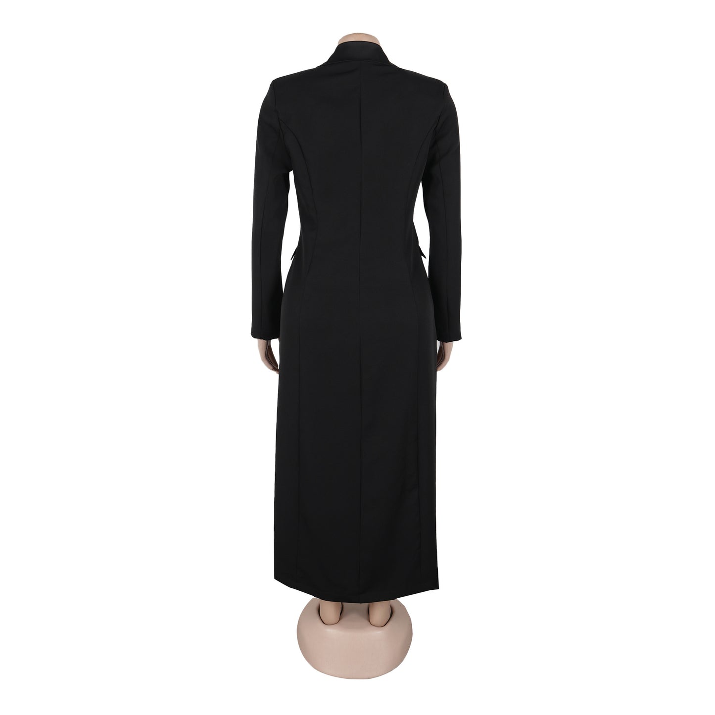 CM.YAYA moda mujer OL trabajo doble botonadura con muescas manga larga Maxi vestido primavera Sexy noche elegante fiesta calle vestidos largos