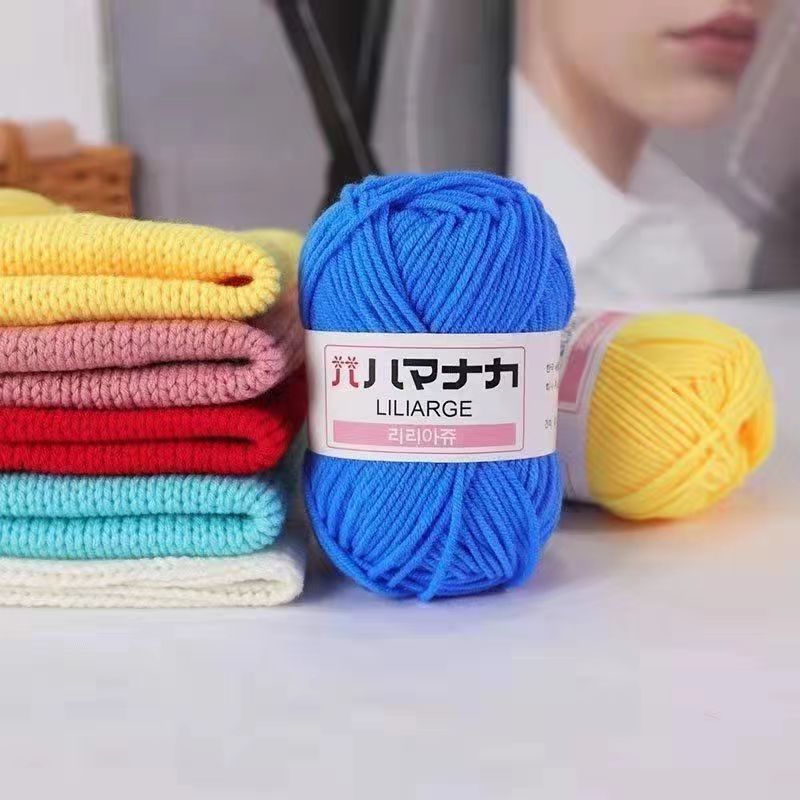 Four and a half two milk cotton 4 strand doll thread Korean cotton medium thick baby wool crochet hand thread wholesale
